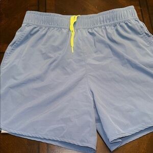 BCG Men's Athletic Shorts - Light Blue with Neon Yellow